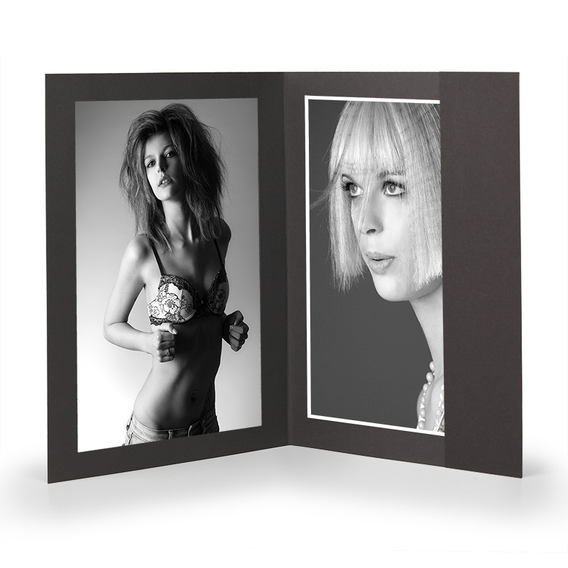 10 x Portraitmappe mit Tasche -  15x20 cm - Schwarz matt
