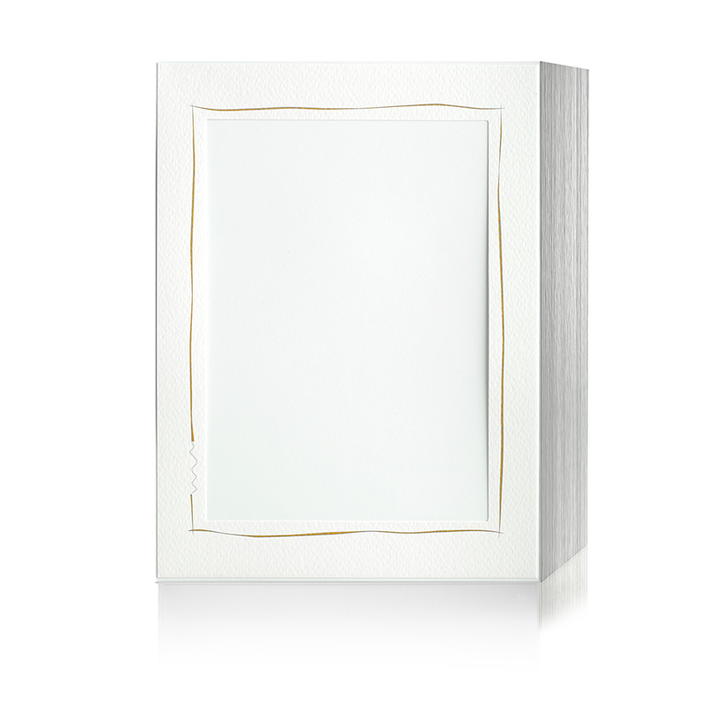 Endlosleporello 100 Teile - 13 x 18 cm - weiß / Filzprägung / Tuscherand gold