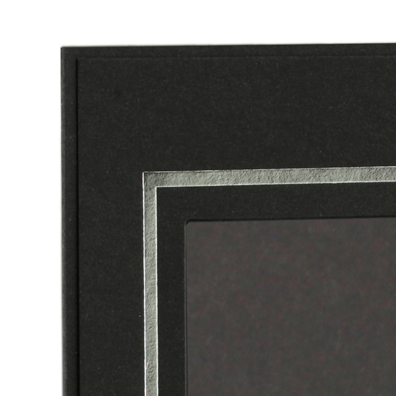 10 x Portraitmappe mit Tasche -  15x20 cm - Schwarz mit geprägtem Silberrandand