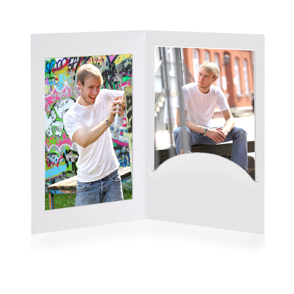 50 x Portraitmappe / Fotomappe mit Einsteckschlitz - 13x18 cm - Weiß